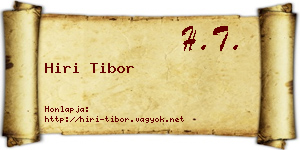 Hiri Tibor névjegykártya
